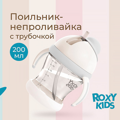 Поильник непроливайка 200 мл с трубочкой Roxy-Kids RFD-008-GI 2