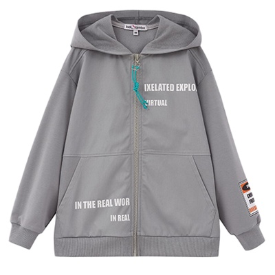 Худи для мальчика Bellbimbo М.250093 серо зеленый 1