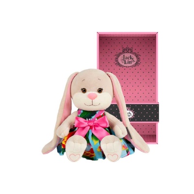 Мягкая игрушка Зайка в Летнем Платьице с Розовым Бантом 20 см Jack & Lin JL-261-20