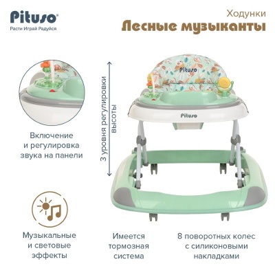 Ходунки Лесные музыканты Pituso W1123PB8-Green Ментол