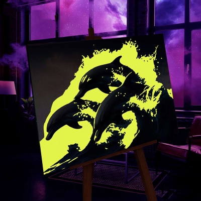 Картина по номерам со светящейся краской 40х50 Дельфины в море  FHR0570 2