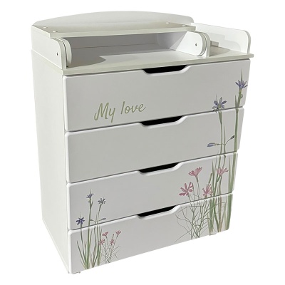 Комод детский с пеленальной доской Антел Ariel 800/4 Цветы 02