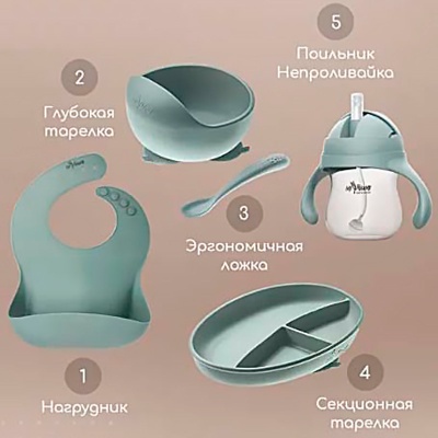 Набор для кормления из 5 предметов Miyoumi NK0002-5/250.4329 2