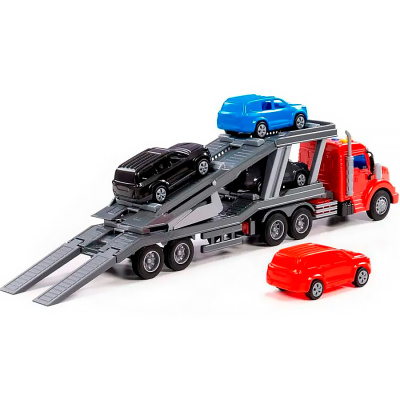 Автомобиль Профи тягач с полуприцепом автовозом инерционный Полесье 83972 3