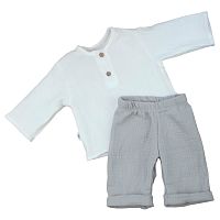Комплект для мальчика летний рубашечка штанишки Муслин KiDi 922.622(Мс) 55 серый