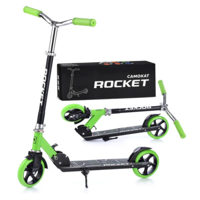 Самокат двухколёсный Rocket R0092.GN чёрно-зелёный