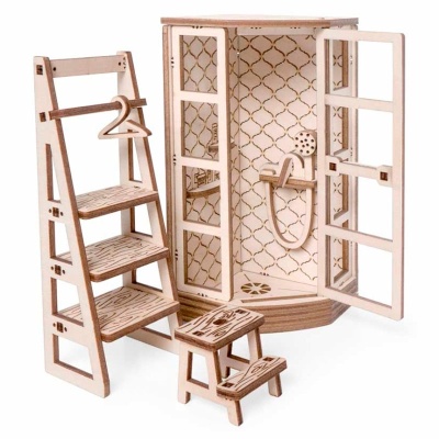 Конструктор 3D деревянный Ванная комната 129 деталей Lemmo 0170 4