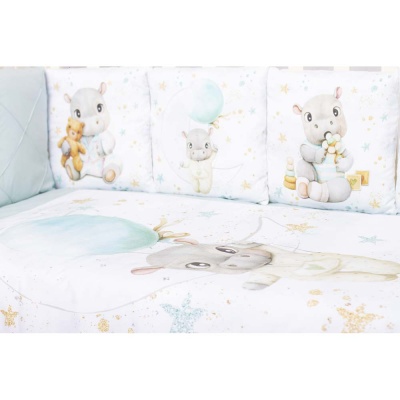 Комплект в детскую кроватку Премиум Панно Бегемотики Подушкино 17 предметов 4