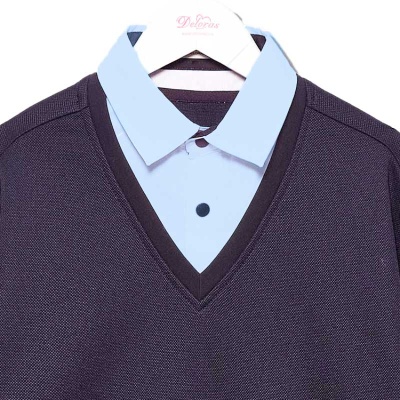 Джемпер обманка школьный для мальчика Deloras G71820 синий/голубой 2