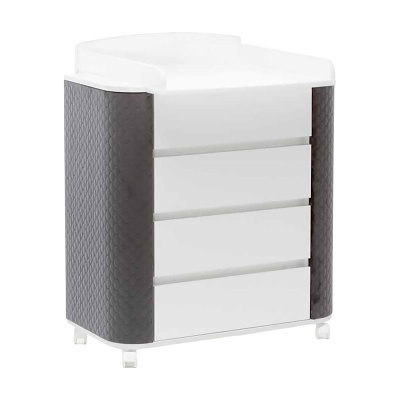 Комод пеленальный Милана Фаворит Островок Уюта ОУ56СР/Б серый (велюр)/белый