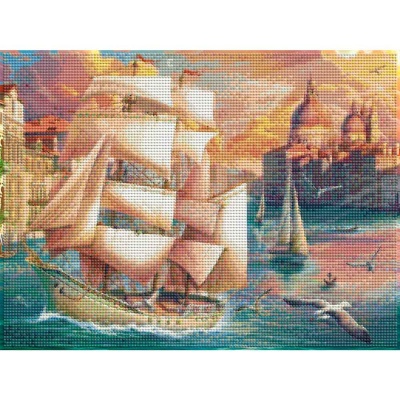 Алмазная мозаика Венецианский парусник 30х40 см полное заполнение Рыжий кот НД-0385