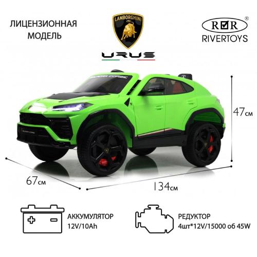 Детский электромобиль Lamborghini Urus RiverToys E777EE зелёный фото 8