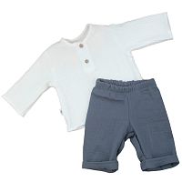 Комплект для мальчика летний рубашечка штанишки Муслин KiDi 922.622(Мс) 55-1 деним