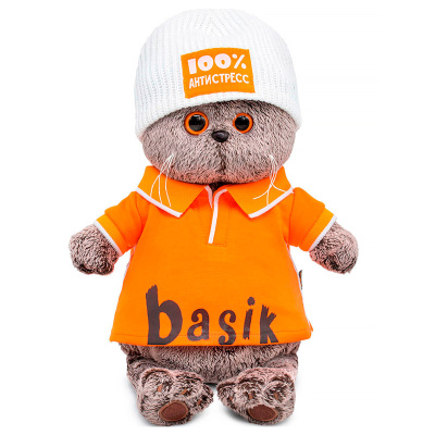 Мягкая игрушка Кот Басик в поло и шапке 100% антистресс Budi Basa Ks22-286 1