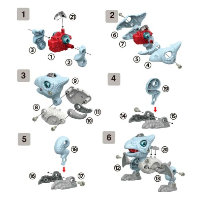 Конструктор Динозавр Птеродактиль RoboLife 13.5 см 29 деталей свет и звук 1TOY Т23908 2