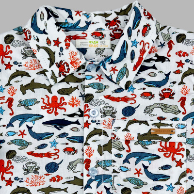 Рубашка Морской мир Чуди Кидс 600526Ц1-3 белый 02