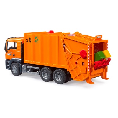Игрушка Мусоровоз MAN c баками Bruder 03-760 оранжевый 2