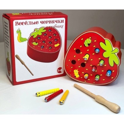 Магнитная рыбалка с червяками Клубника BTN-005
