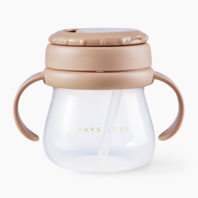 Поильник для кормления с трубочкой и ручками 250 мл Happy Baby 14012 light brown 3