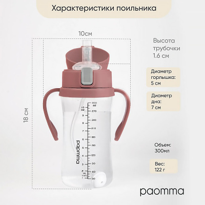 Поильник непроливайка с трубочкой Paomma 16 PDB104