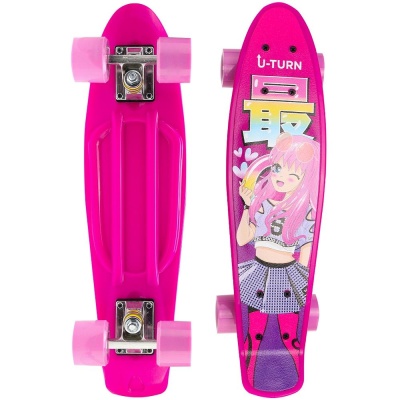 Скейтборд-пенниборд U-Turn СКБ-3338 розовый 01