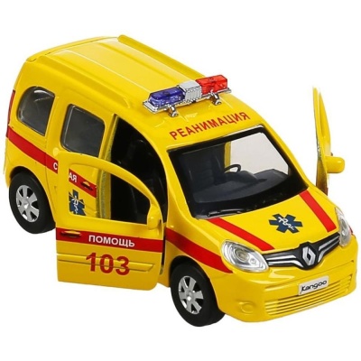 Машинка металлическая Renault Kangoo реанимация Технопарк KANGOO-12AMB-YE 1