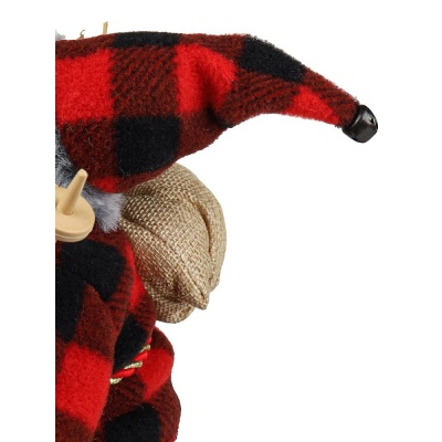 Сувенир Дед Мороз в клетчатой шубе с серым мехом и лыжами 35 см Miland НУ-6271 05