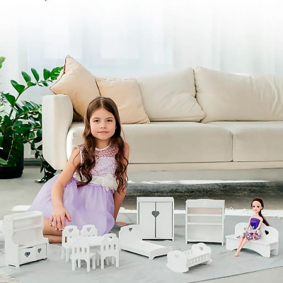 Мебель для кукол 11 предметов белая Pema kids 4