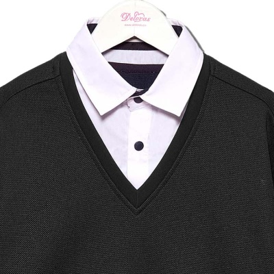 Джемпер обманка школьный для мальчика Deloras G71820 черный 2