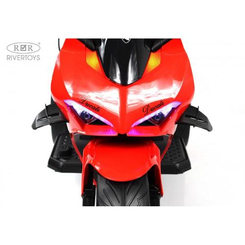 Детский электромотоцикл RiverToys М777БХ красный фото 15