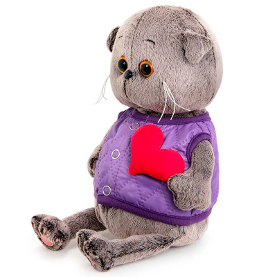 Мягкая игрушка Кот Басик Baby в дутом жилете с сердечком Budi Basa BB-123 2