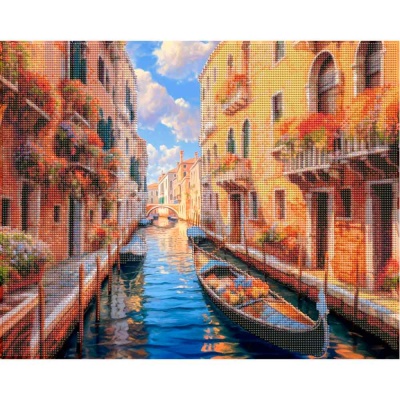 Алмазная мозаика Утро Венеции блестящая с частичным заполнением 40 х 50 см Рыжий кот НД-0581