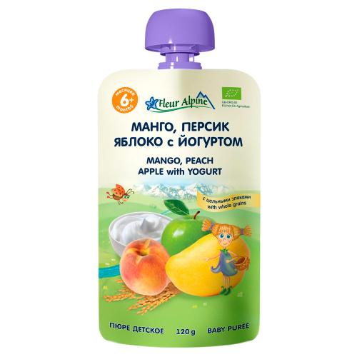 Детское пюре Манго-персик-яблоко с йогуртом Органик Fleur Alpine (с 6 месяцев) 90 г