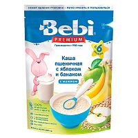 Каша пшеничная с яблоком и бананом с молоком 200 грамм Bebi Premium 87033