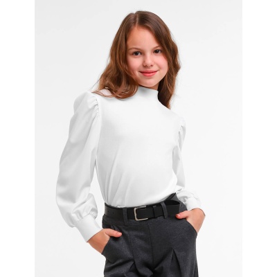 Блузка школьная для девочки Синяя Мода W284-G39 белая 2