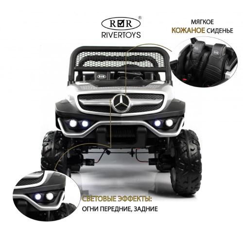 Детский электромобиль Mercedes-Benz Unimog Concept RiverToys P555BP серебристый глянец фото 16