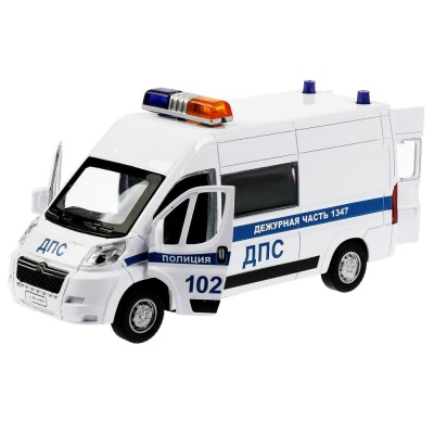 Машинка металлическая Citroen Jumper Полиция Технопарк JUMPER-14SLPOL-WH 04