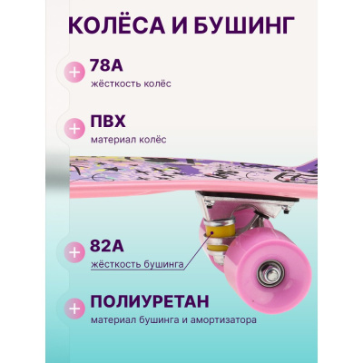 Скейтборд-пенниборд U-Turn СКБ-3339 розовый 04