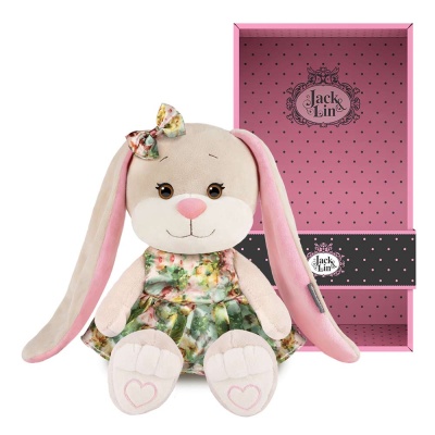 Мягкая игрушка Зайка Лин в летнем платье с цветами 20 см Jack&Lin JL-04202309-20-1