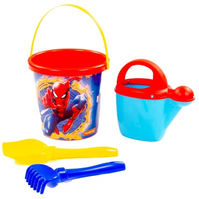 Набор для песочницы Человек-Паук №9 ведро с наклейкой лопатка грабельки Премиум Полесье 65827 1
