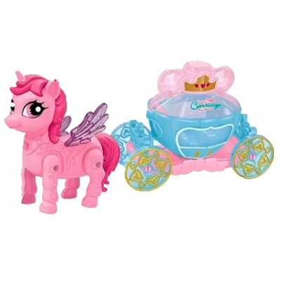 Веселая Пони с каретой звук свет Qkid 2291 1