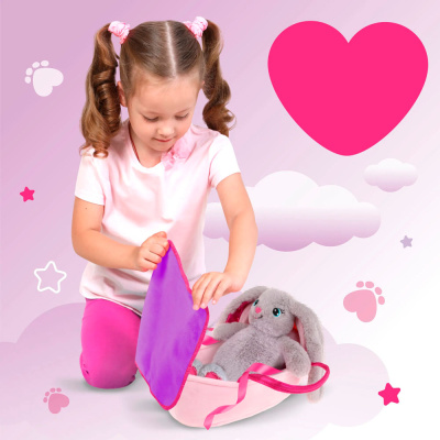 Мягкая игрушка Зайка в переноске с пайетками Fluffy Family 682308 5