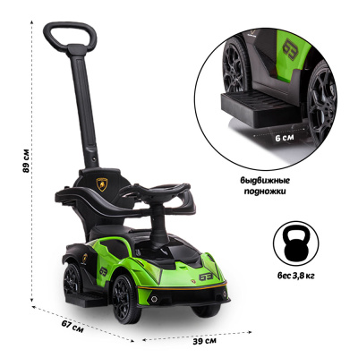 Каталка Lamborghini Green 661 с ручкой Sweet Baby 426981 5