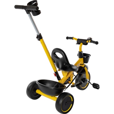 Велосипед трёхколесный с ручкой Плутон для малышей Рыжий кот ВЛ-0614 желтый 2
