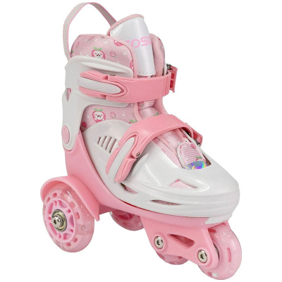 Роликовые коньки + защита 27-30р Cosmoride Honey  бело-розовые 2