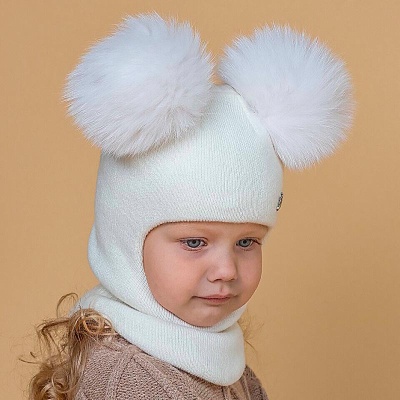 Шапка-шлем с 2 помпонами размер 48-50 Наследникъ НВ5020-ЭК 4