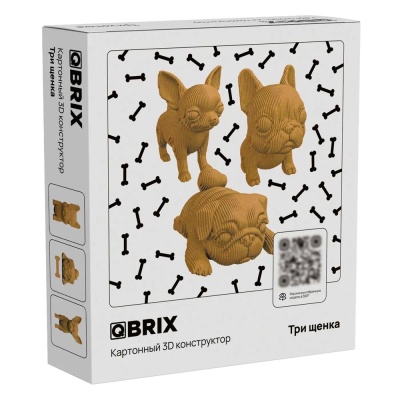 Конструктор 3D картонный Три щенка Qbrix 20041