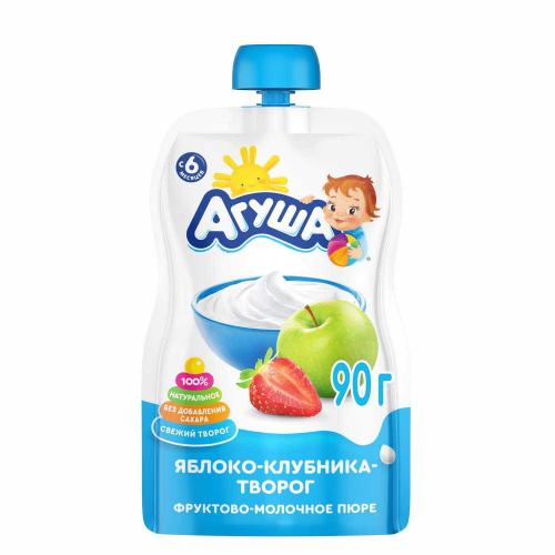Пюре фруктовое яблоко-клубника-творог 90г Агуша 2363