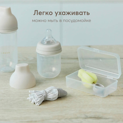 Бутылочка для кормления с двумя сосками 125 мл Happy Baby 10030 light grey 4