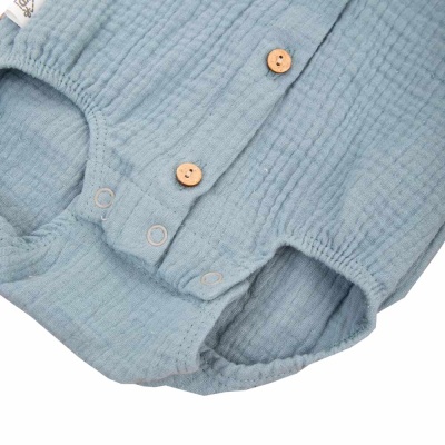 Боди с коротким рукавом Муслин KiDi 342(Мс)-52 серо-голубой 2